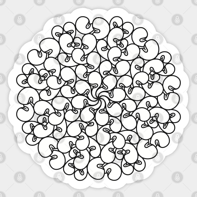 Lil Weird Mandala - Intricate Black and White Digital Illustration, Vibrant and Eye-catching Design, Perfect gift idea for printing on shirts, wall art, home decor, stationary, phone cases and more. Sticker by cherdoodles